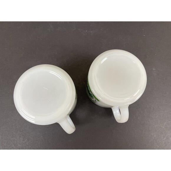 2 Arby's Green Stained Glass Mugs White Milk Glass Retro Federal Heat Proof - Picture 5 of 9